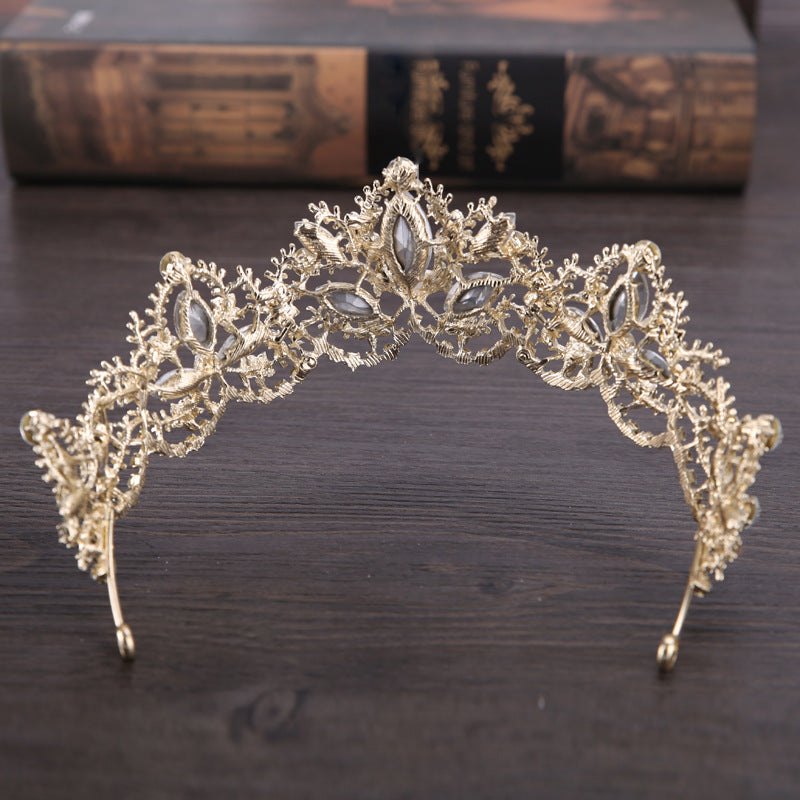 Neue Mode Barock Luxus Kristall AB Brautkrone Tiara Hellgoldene Tiara Diademe für Frauen Braut Haar Hochzeit Accessoires