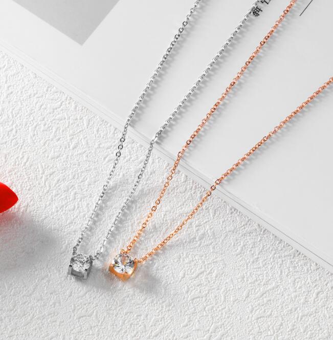 Damen Halsketten mit Gliederkette Trendy runde weiße große Zirkonia-Anhänger Halskette für Damen Mädchen Geschenk Schmuck