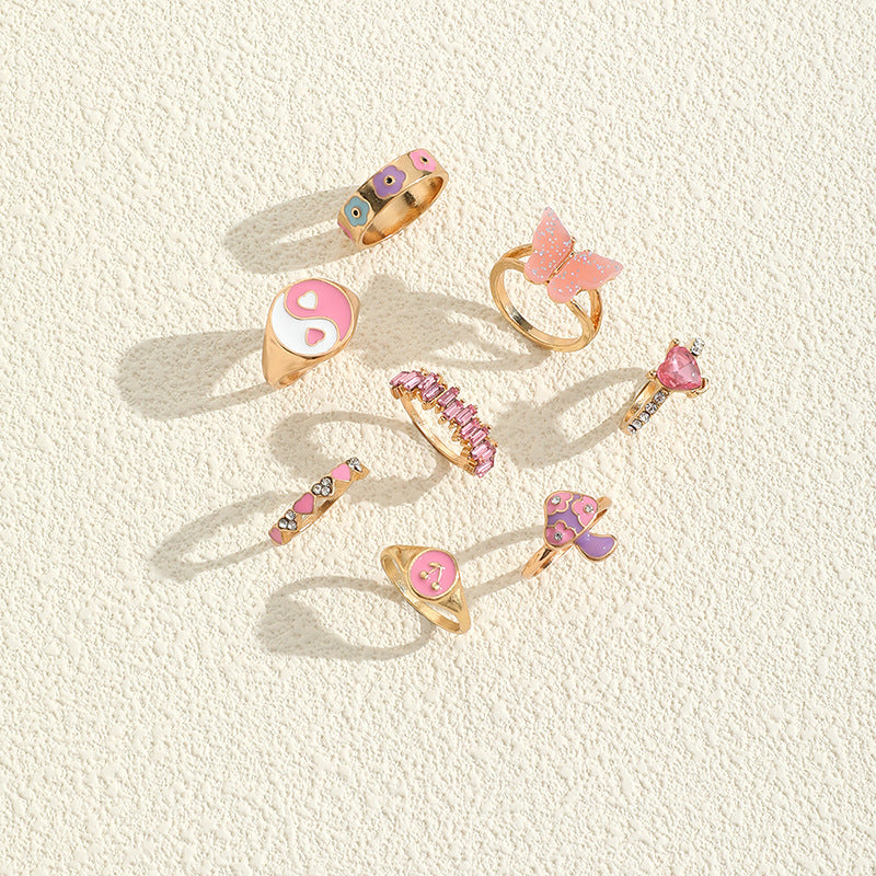 Anillo goteante de color, personalidad de moda europea y americana