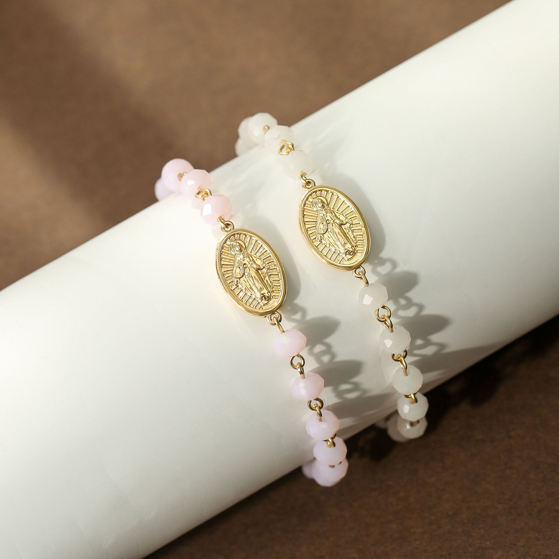 Beaded Bracelet Oval Medal Crystal Easter