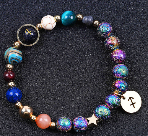 Pulseras de las Doce Constelaciones de Roca Volcánica Colorida de San Azul