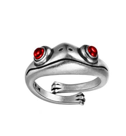 Anillo de búho con ojo de demonio vintage a la moda para mujer, anillo de animales retro, joyería de color plateado