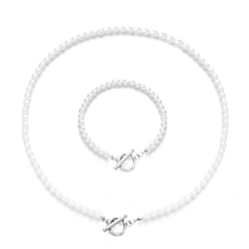 Pearl Chain Bracelet And Necklace Set