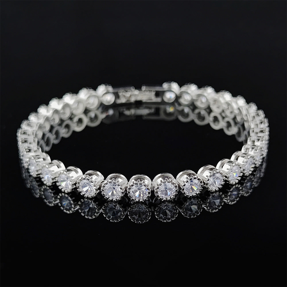 Simple Stylish Round Zircon White Adjustable Bracelet