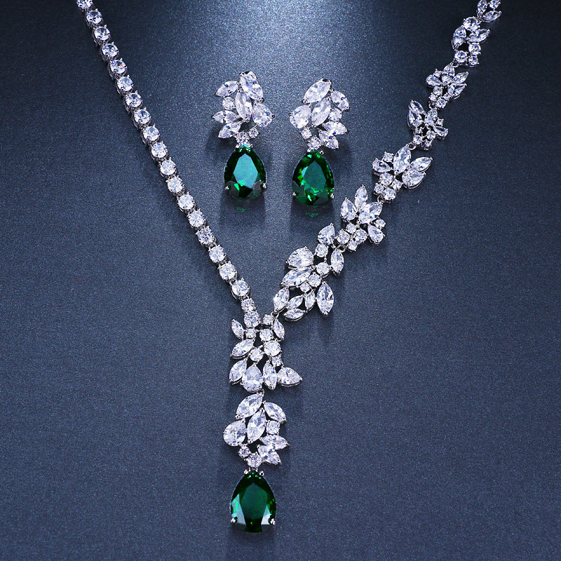 Wassertropfen-Zirkon-Brautschmuckset