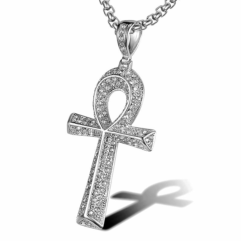 Herren ägyptischer Ankh-Kreuz-Anhänger mit Edelstahlkette