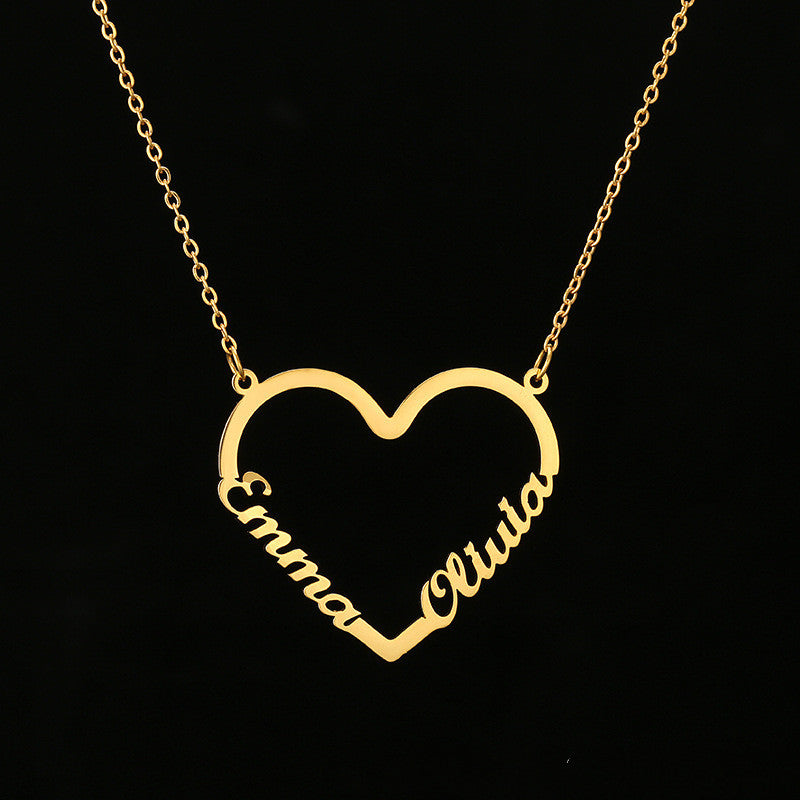 Collar de Corazón con Nombre Personalizado de Acero Inoxidable para Mujer, Collar Gargantilla Dorado con Letras, Regalo