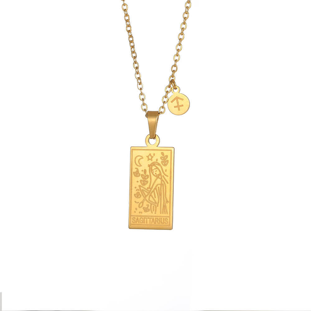 Stainless Steel Constellation Square Constellation Tag Scorpio Couple Necklace