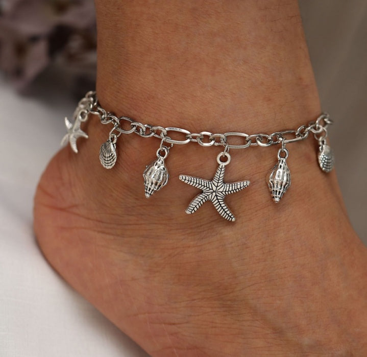 Pulseras Tobilleras Boho Ola Tortuga Concha Para Mujer En La Pierna Joyería Oceánica Bohemio