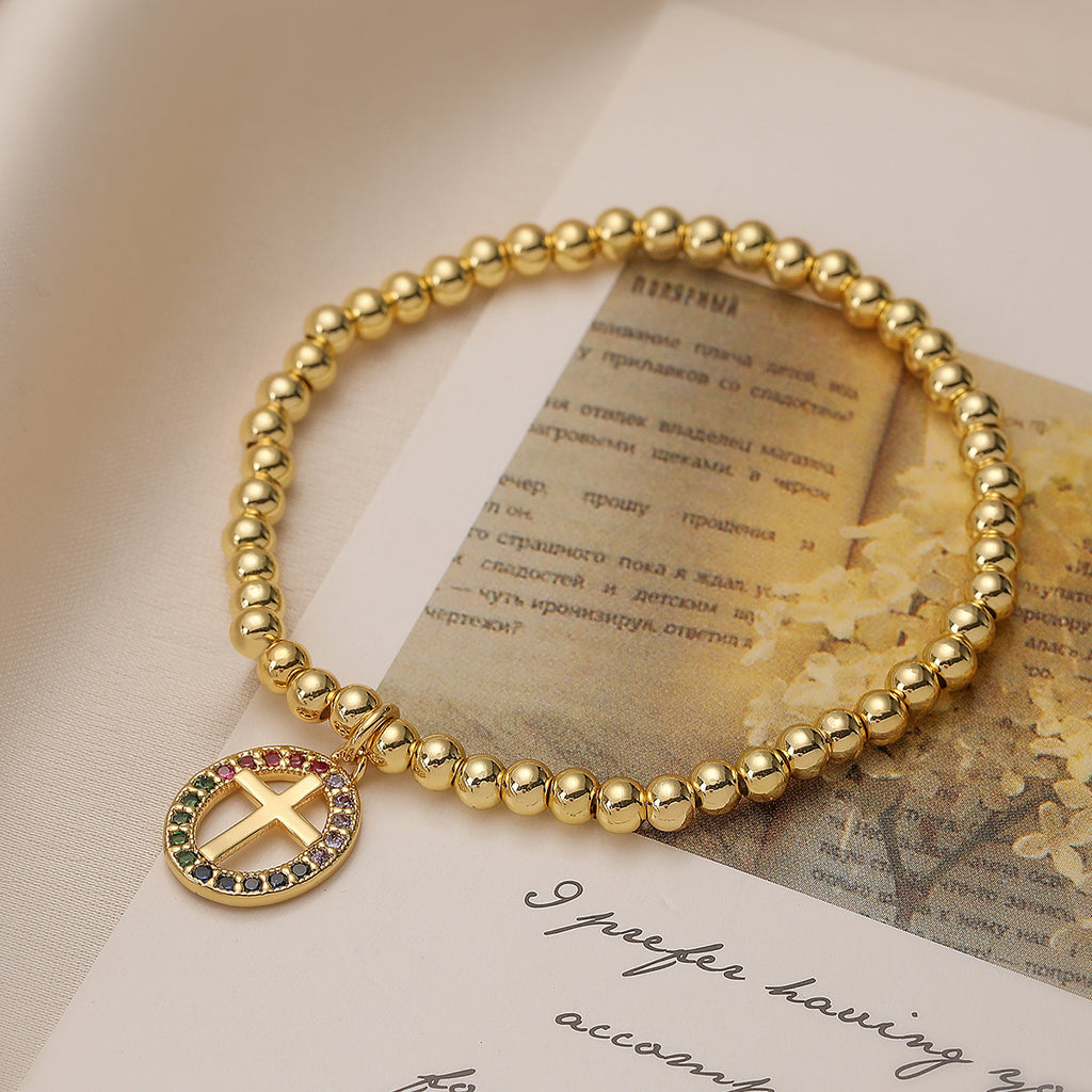 Pulsera con colgante de cruz de María, circonitas incrustadas, personalidad de nicho europeo y americano australiano