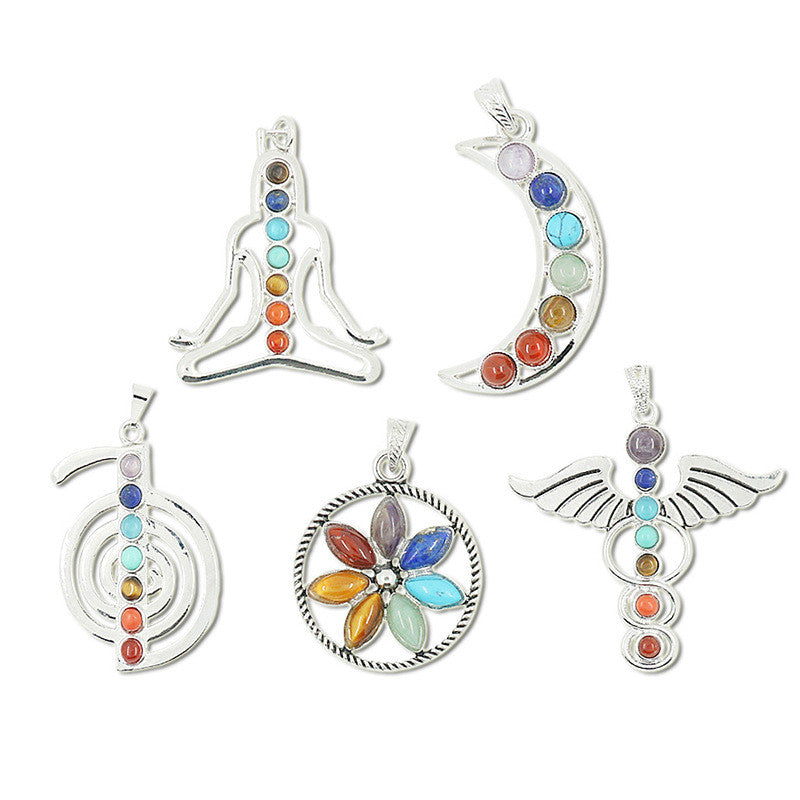 Yoga Sieben Chakra Halbedelstein-Anhänger
