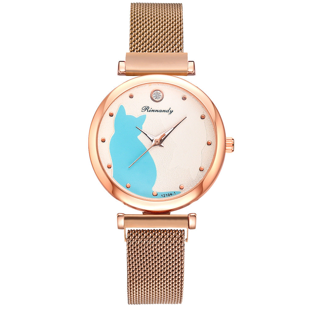 Conjunto de pulsera de reloj de gato para mujer