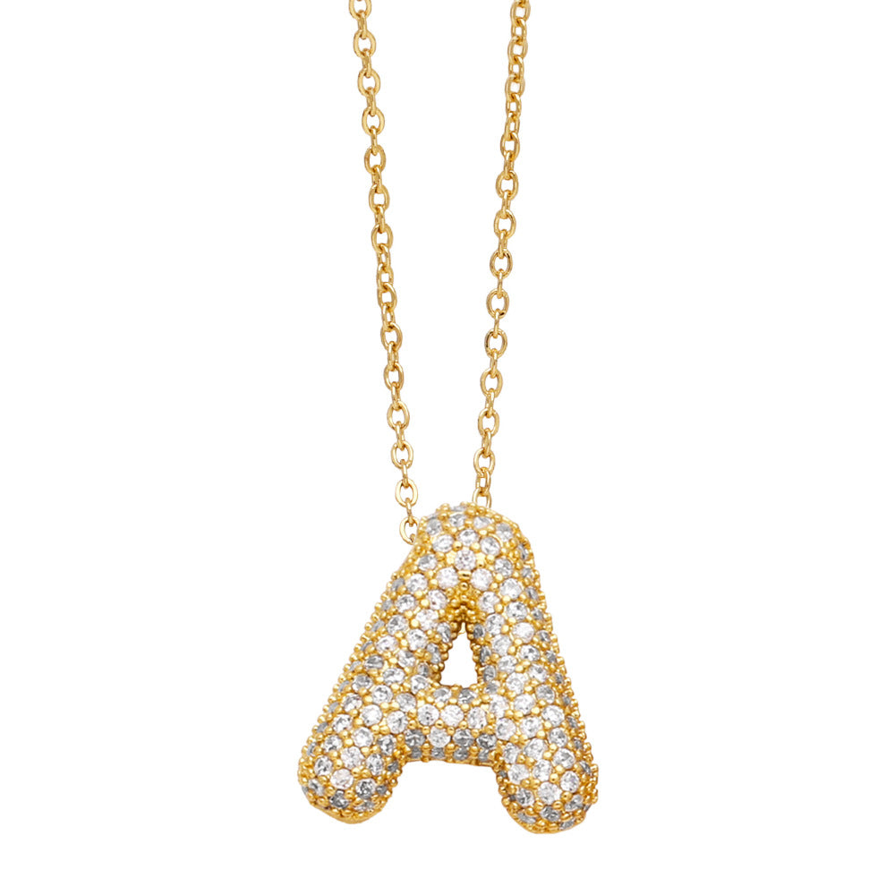 Collar con 26 letras inglesas para mujer con circonitas incrustadas
