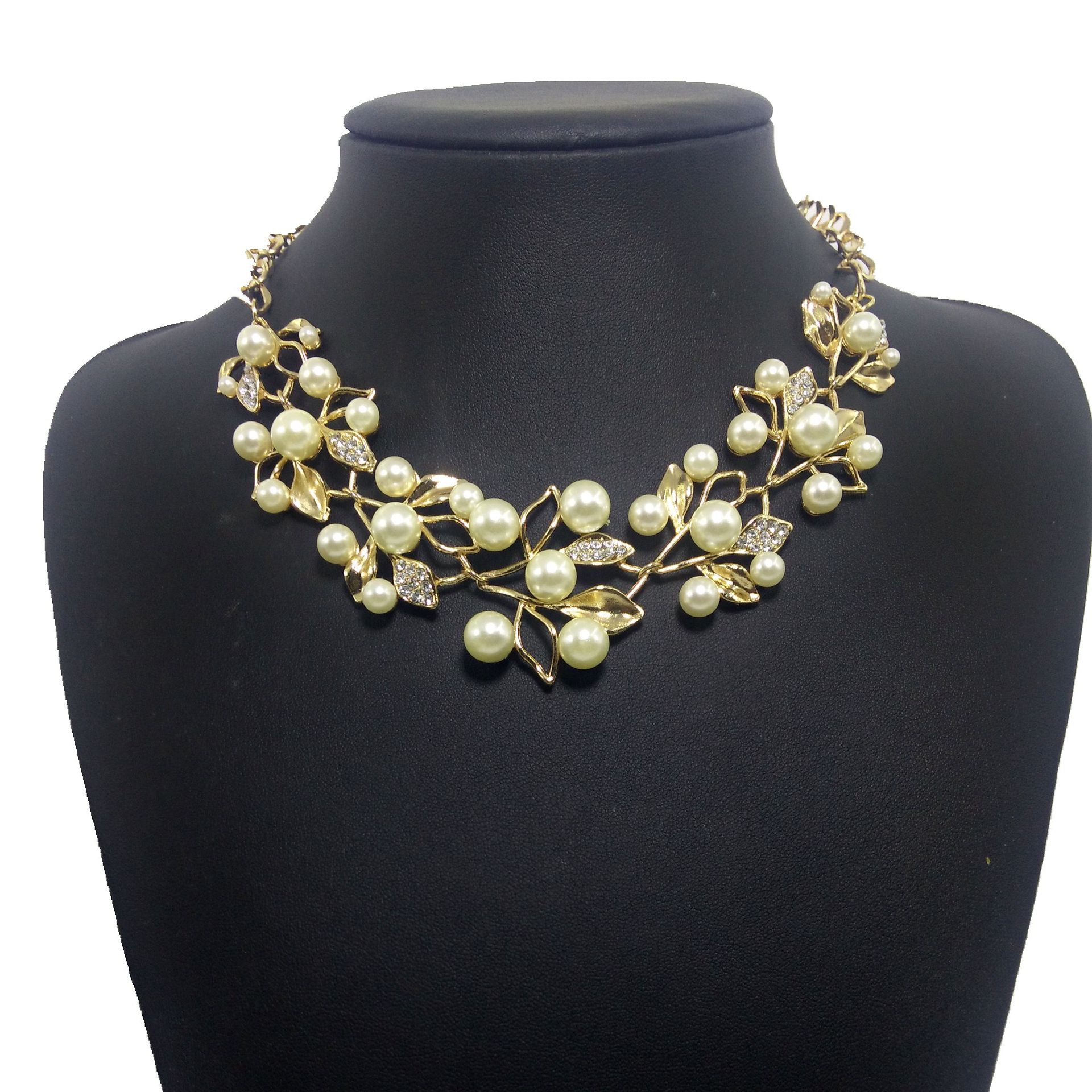 Two-Piece Set Of Pearl Four-Leaf Clover Necklace Jewelry Accessories Earrings