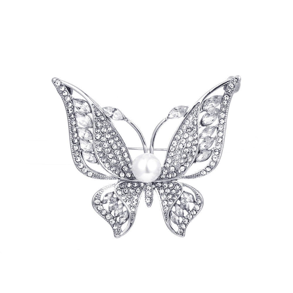 Broche Mariposa con Diamantes de Imitación de Moda de Alta Calidad Y