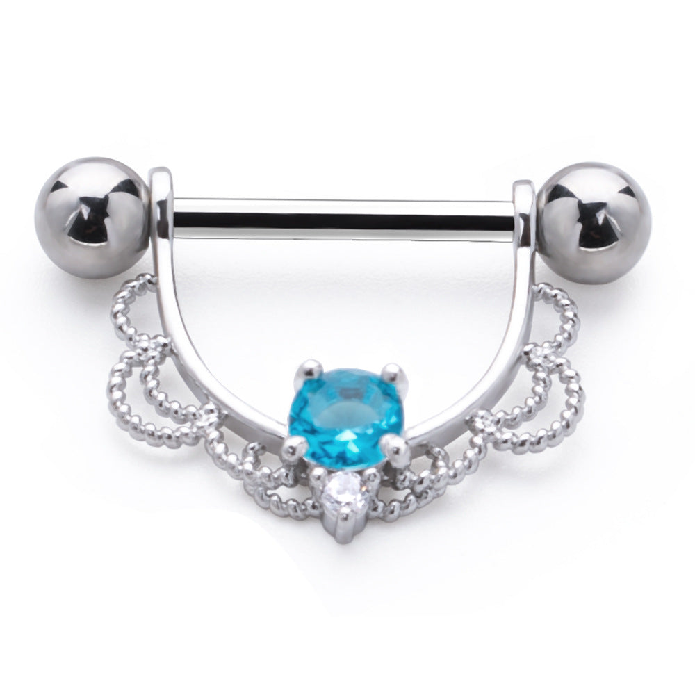 Anillo Colgante de Pecho con Diamantes de Aleación en Forma de U de Acero Inoxidable