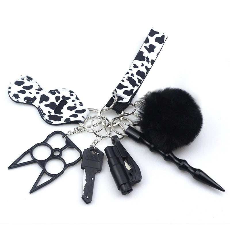 Bolso de desinfectante de manos para mujer, aleación de zinc, alarma de barra antipánico, llavero