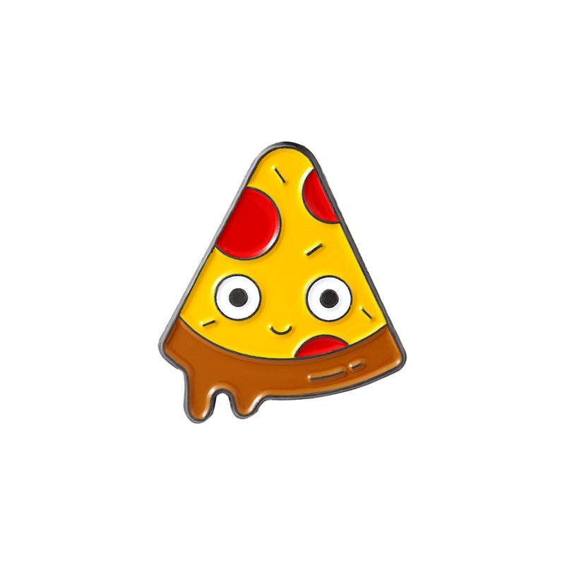 Broche de metal con diseño de leche, pizza, café, comida y juguetes, muy solicitado