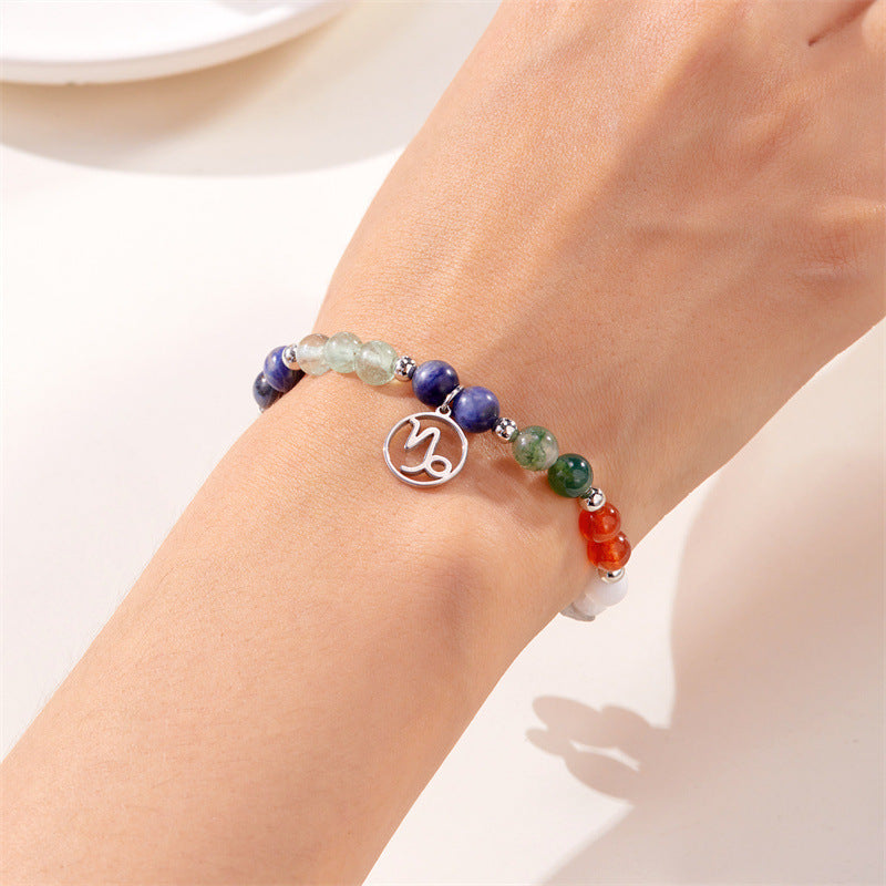 Pulsera de amatista con cuentas y doce constelaciones