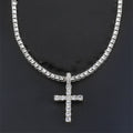 Cross 4.0mm Diamond Studded Single Row Men's Necklace