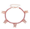 Tobillera con colgante de mariposa y diamantes de imitación