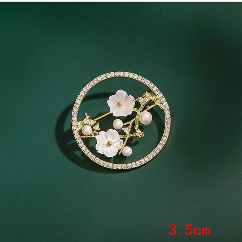 Broche de disfraz con diseño de flor hueca de planta estilo chino