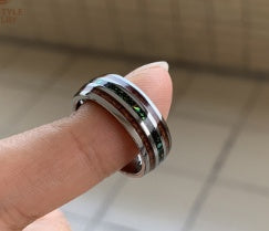 Wolfram 8MM Eheringe für Männer und Frauen mit blauem Opal