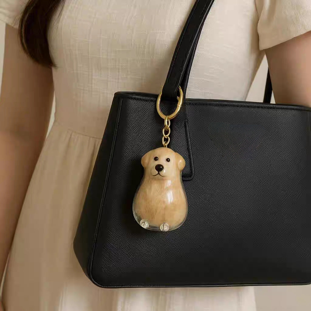 Llavero transparente para almacenamiento de pelo de mascota con colgante de bola peluda