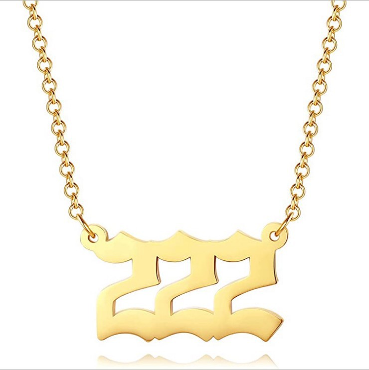 Collar corto para mujer con colgante de número angelical 0-9