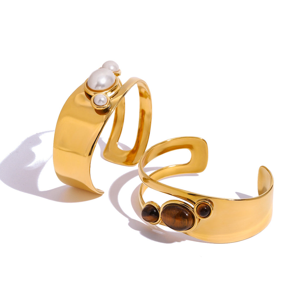 Armreif aus Naturstein, Titanstahl, Hand Schmuck