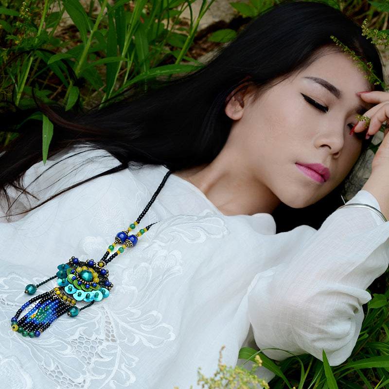 Joyería de collar largo estilo étnico para mujer