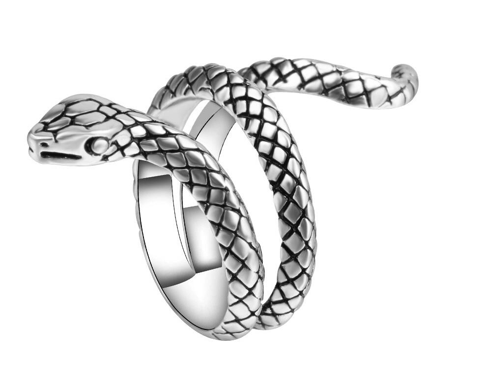 Anillo punk estilo retro espíritu de serpiente, apertura estereoscópica ajustable, joyería