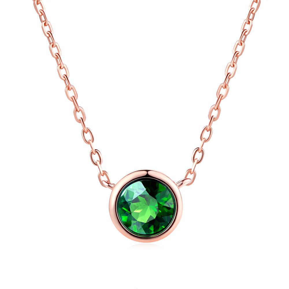 Halskette für Damen, schlichter Stil, Zirkonia-Anhänger, Roségold-farben, Modeschmuck, Geburtstagsgeschenk