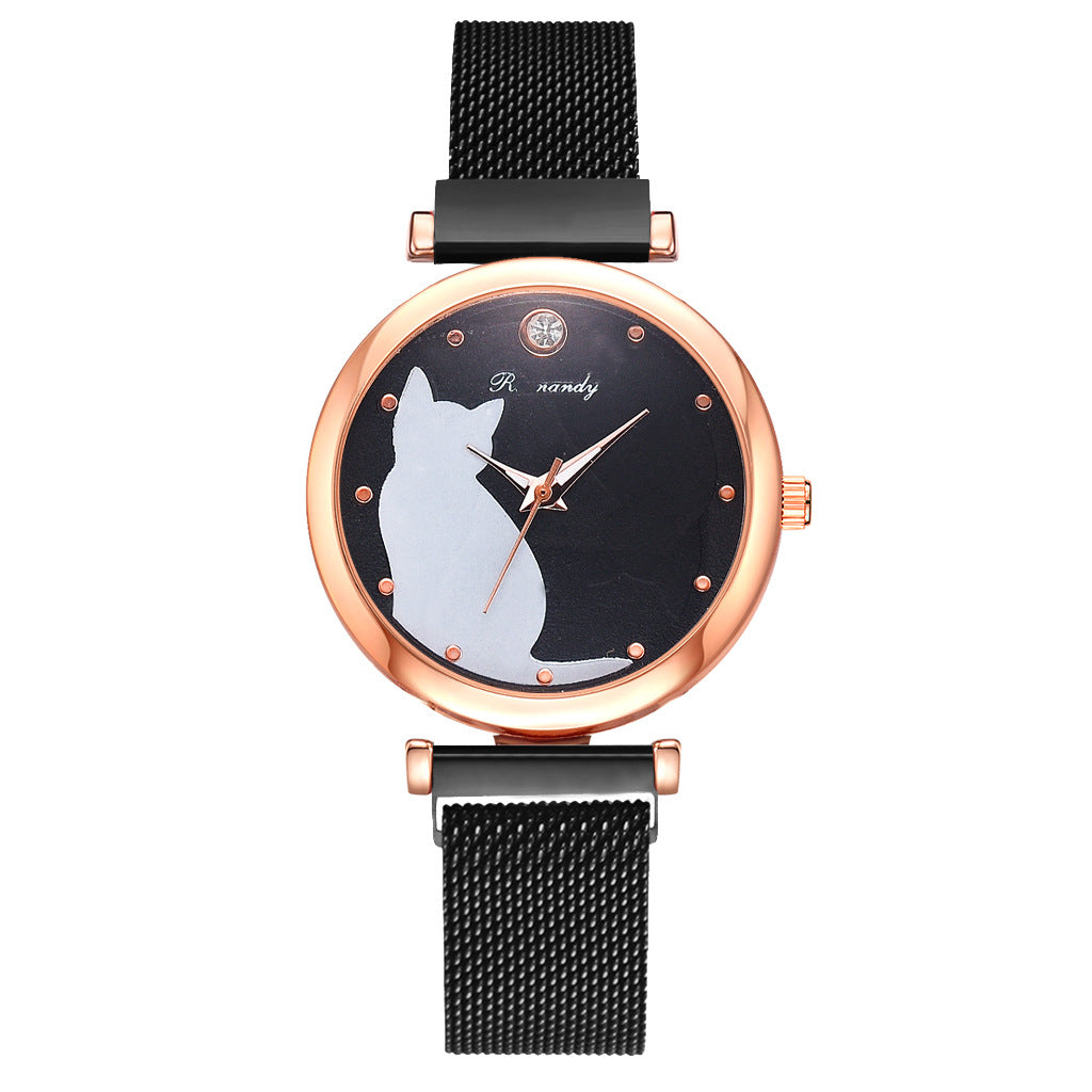 Conjunto de pulsera de reloj de gato para mujer