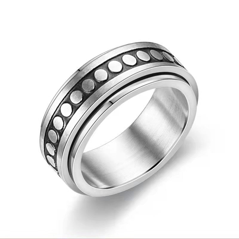 Stars And Moon Titanium Steel Rotatable Ring