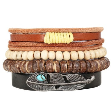 Pulseras y brazaletes de cuero con cuentas de moda