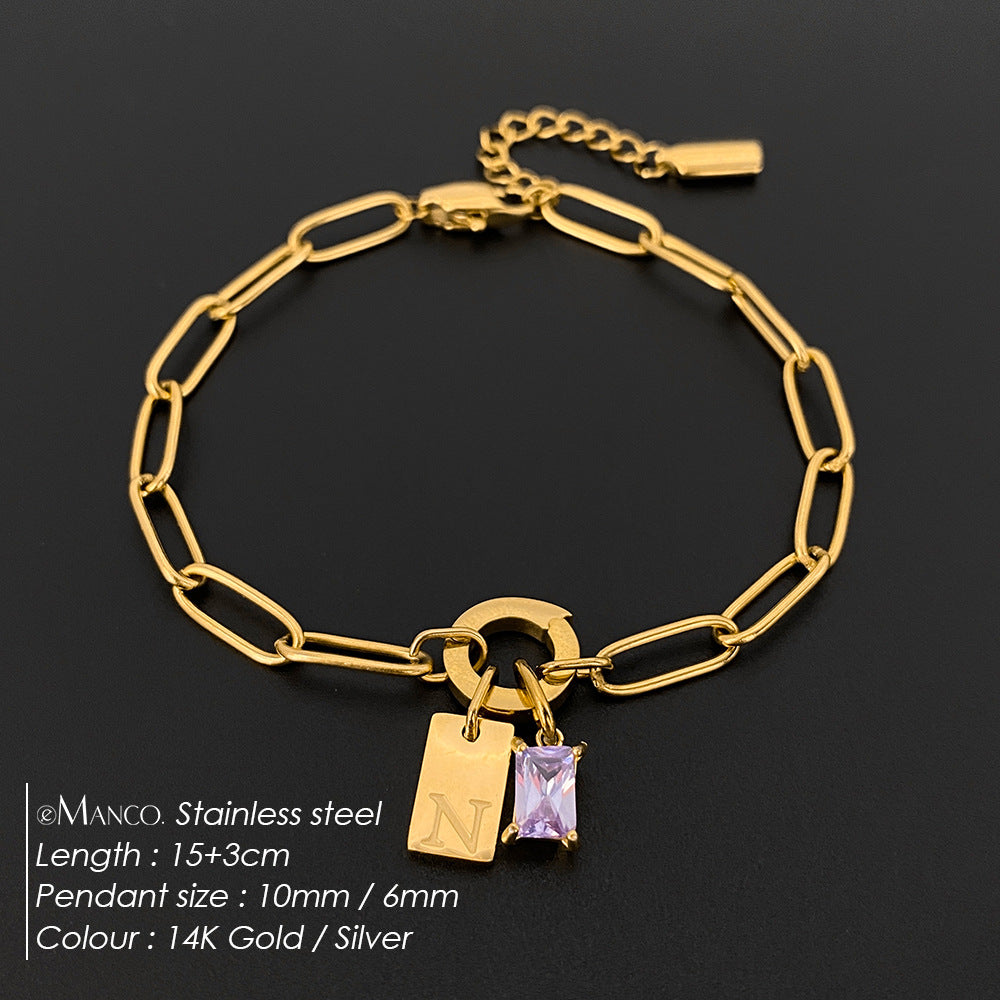 Womens Fashionable Rhinestone Letter Combination Bracelet Jewelry