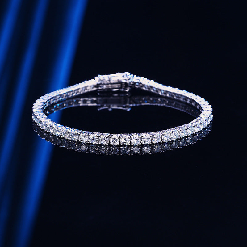 Moissanit Armband Tennis Kette 10 Punkte S925 Sterling Silber