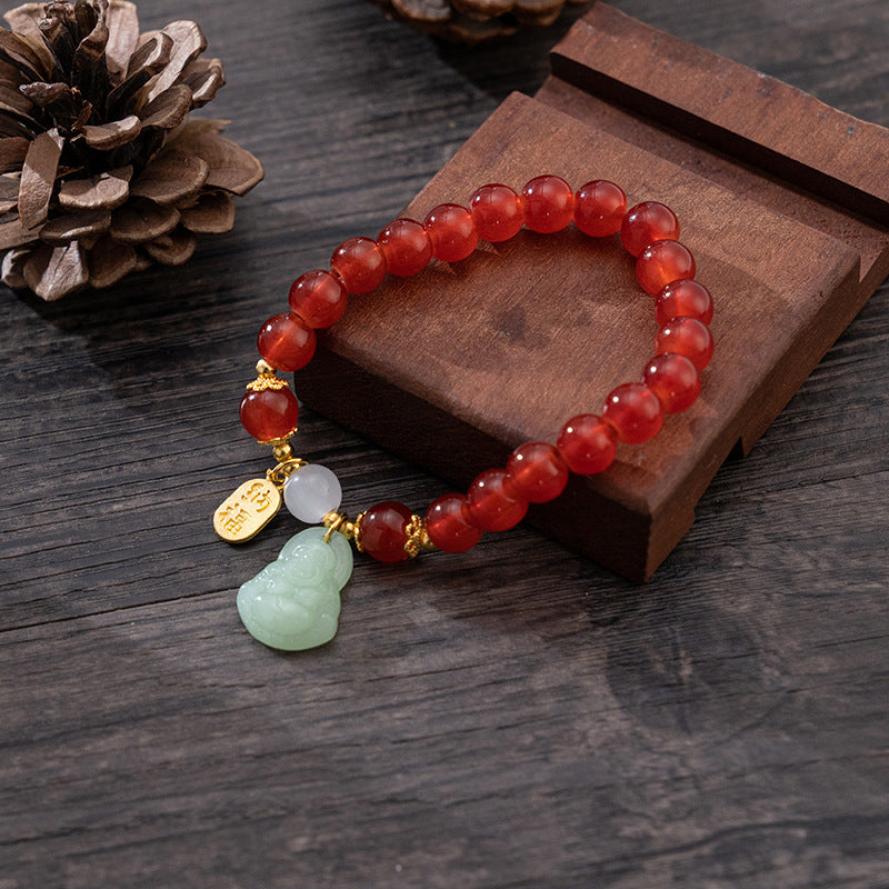 Ethnic Style Blessing Card Smiling Face Buddha Bracelet