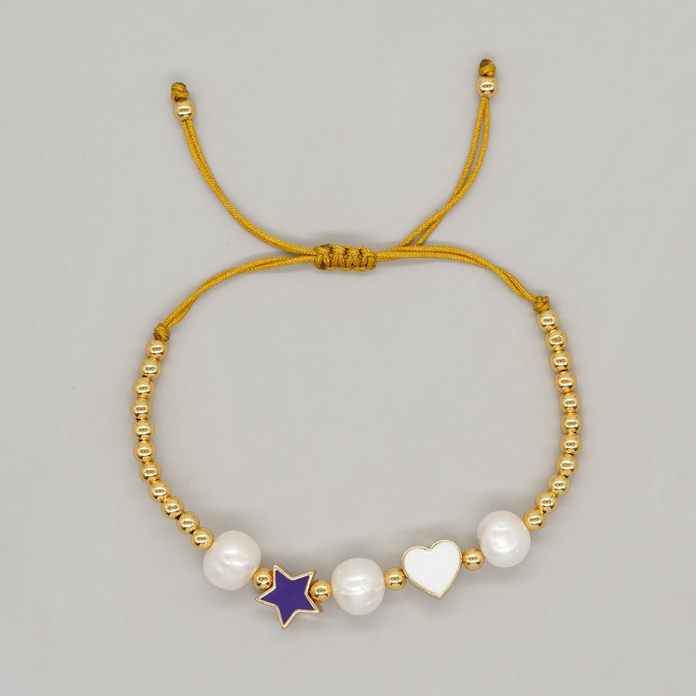 Copper Oil Drop Peach Heart Couple Bracelet Valentine's Day