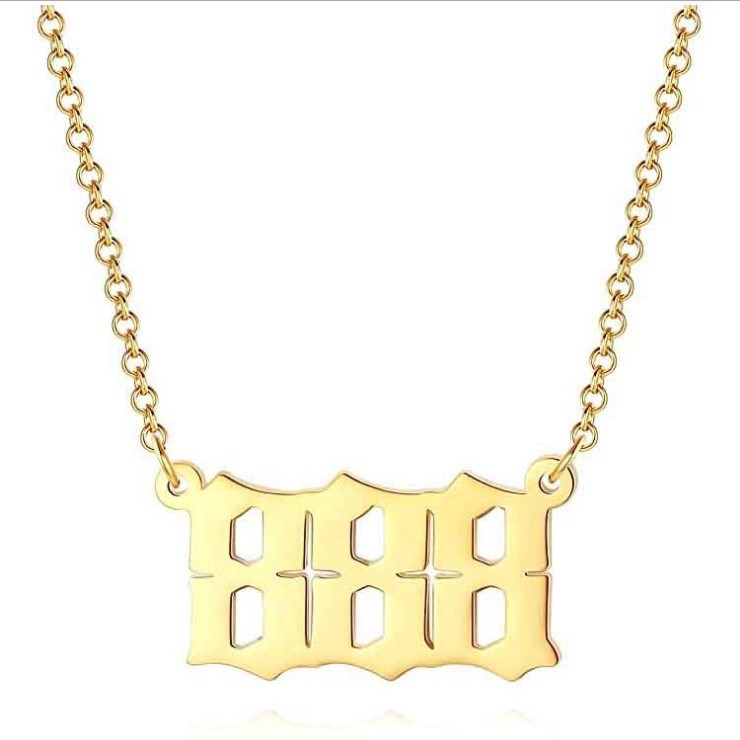 Collar corto para mujer con colgante de número angelical 0-9