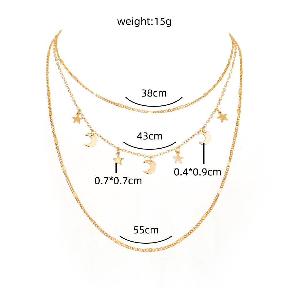 Personality, stars, Moon, multiple necklaces