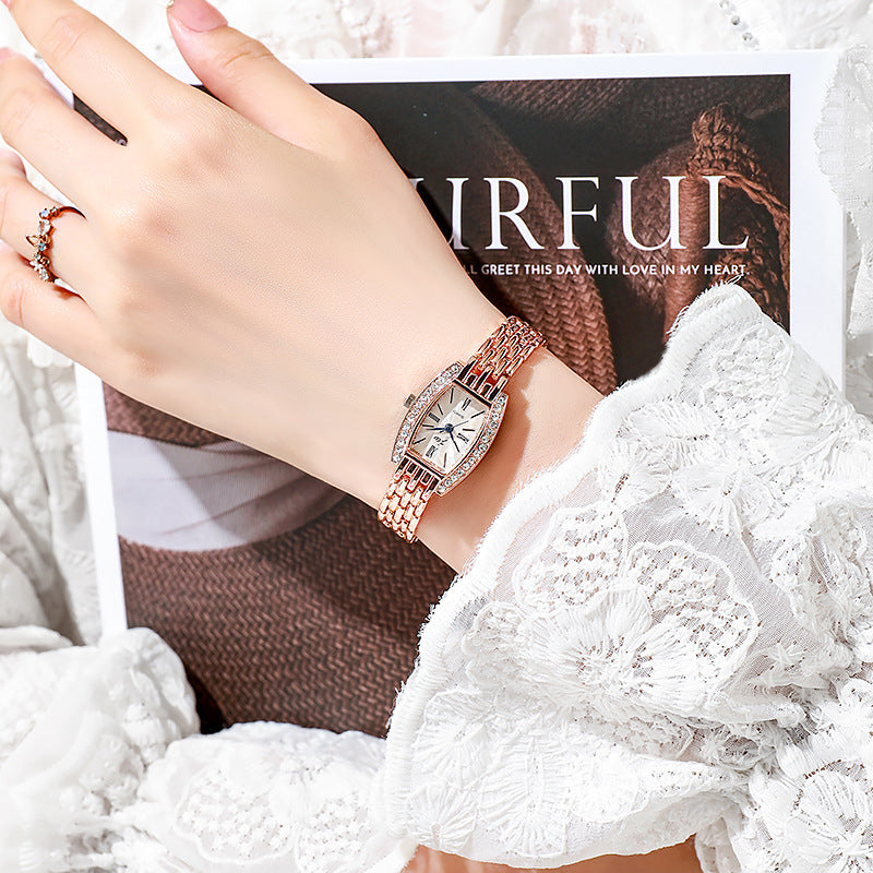 Damen Eimerförmige Quadratische Modeuhr Modeschmuck