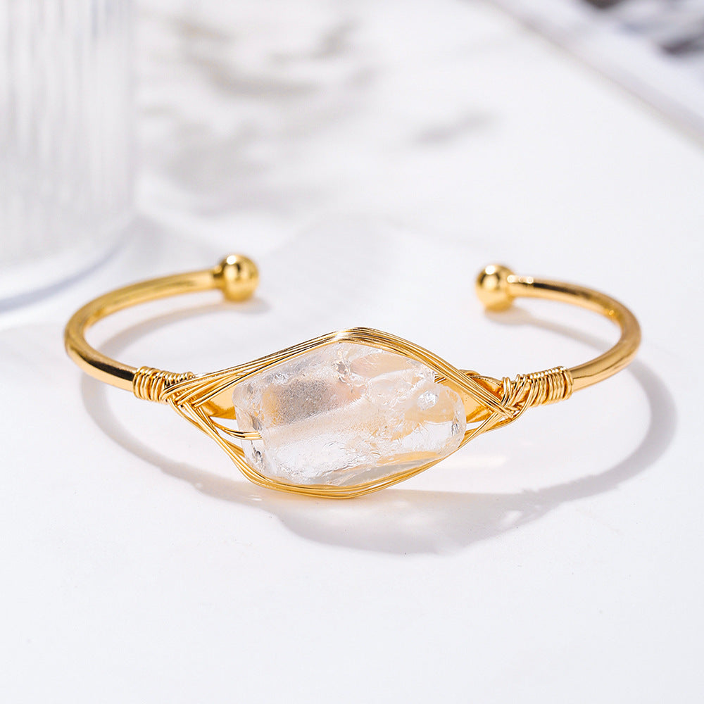 Womens Natural Crystal Bracelet Freeform Tumbled-stone Bracelet