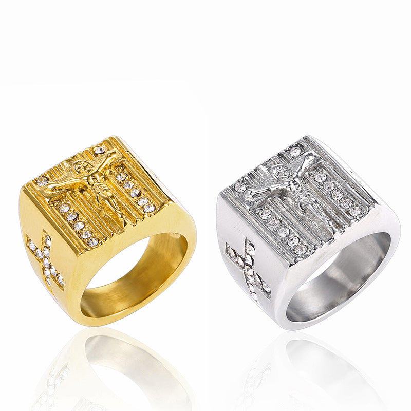 Europäischer und amerikanischer Retro-Religions-Jesus-Kreuz-Ring