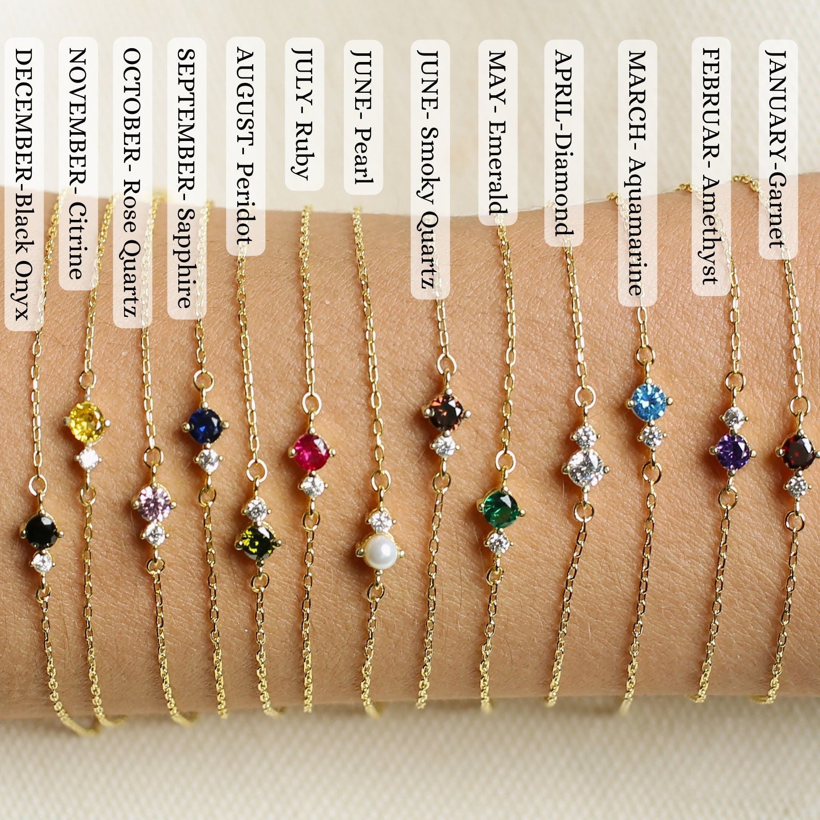 European And American Retro 12 December Flower Bracelet Zircon Birthstone Pendant Bracelet