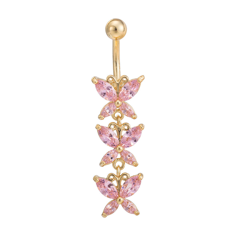 Pendiente de ombligo de acero con forma de mariposa, accesorios populares para el ombligo de mujer