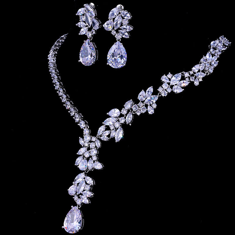 Wassertropfen-Zirkon-Brautschmuckset