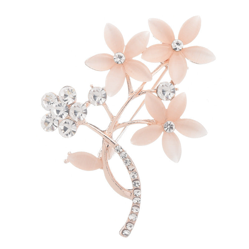 Hochwertiges Blumen-Korsett, Vintage-Brosche aus Opal, Hochzeitskorsage