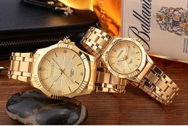 Relojes de vestir de lujo para hombre de oro de acero inoxidable